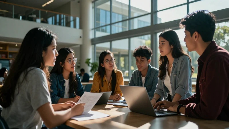 Estudiantes mexicanos colaboran en un campus moderno