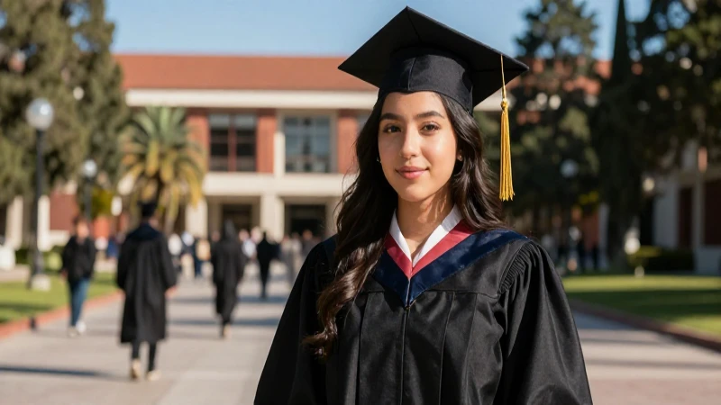 Estudiante mexicano exitoso en campus universitario