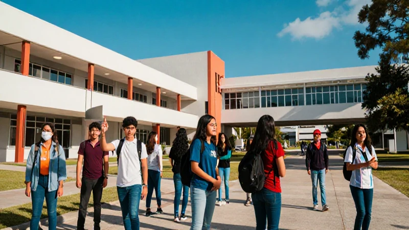 Éxito universitario en campus mexicano moderno