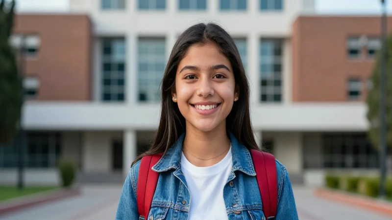 Estudiante mexicano alegre en la universidad