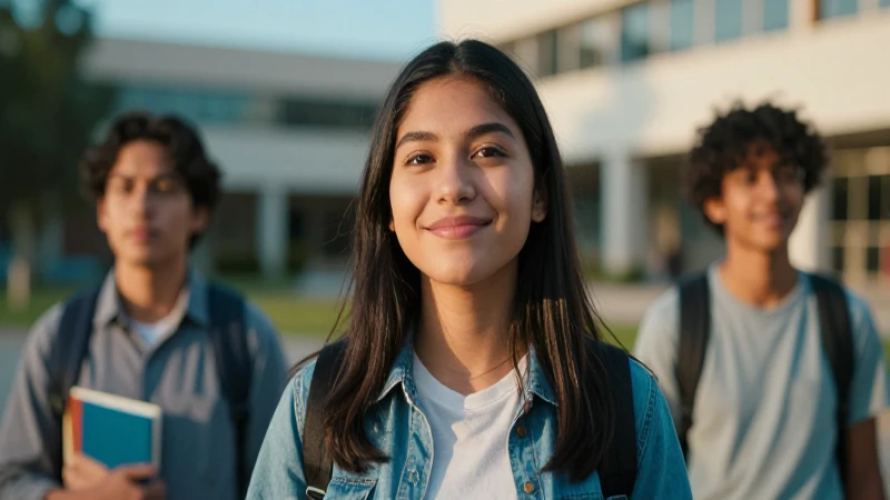 Joven estudiante mexicano con esperanza y campus moderno