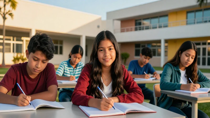 Jóvenes mexicanos estudiando bajo luz dorada
