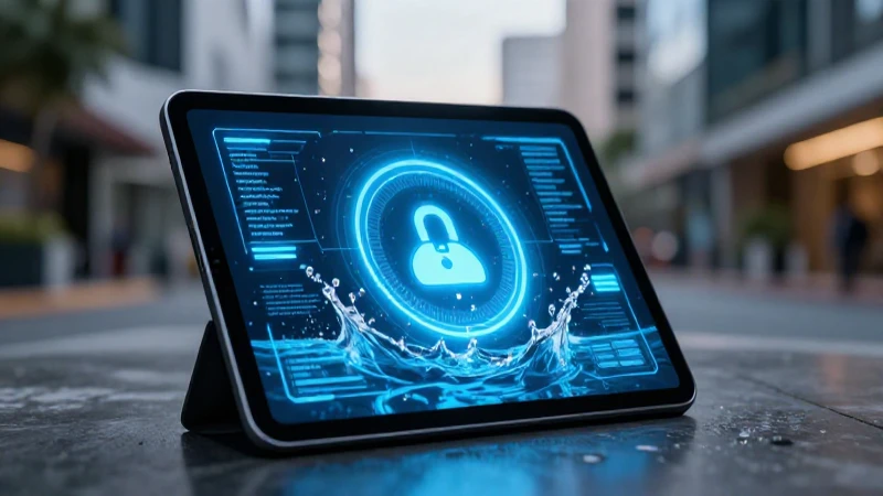 Interfaz azul de uso de agua en tablet moderna