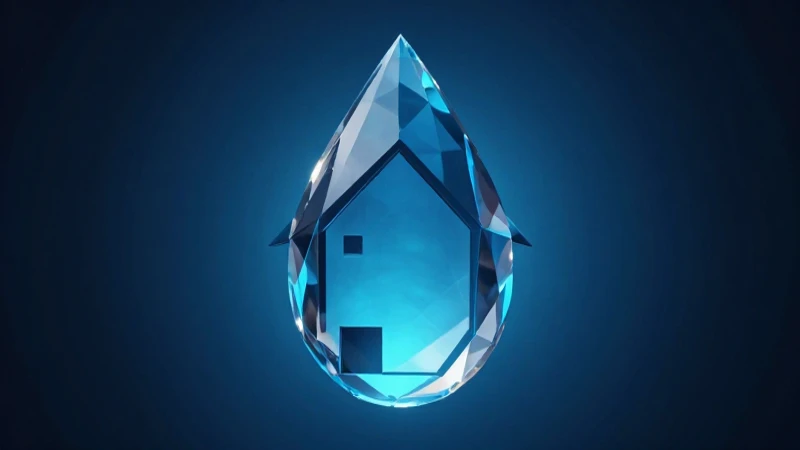Gota de cristal azul, casa geométrica moderna, estilo cinematográfico