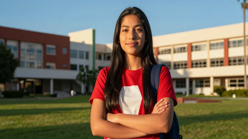 Joven estudiante mexicano exitoso bajo luz dorada