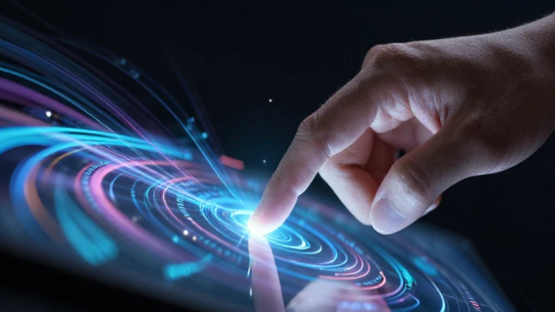 Mano interactúa con interfaz digital brillante
