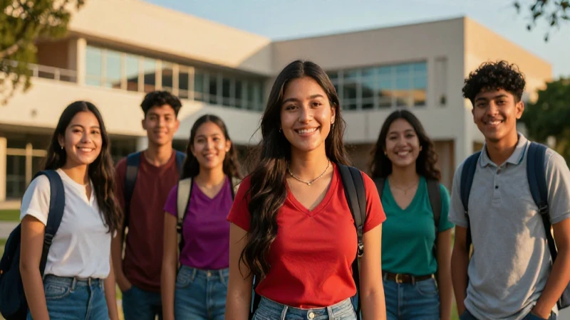 Estudiantes mexicanos felices en campus moderno