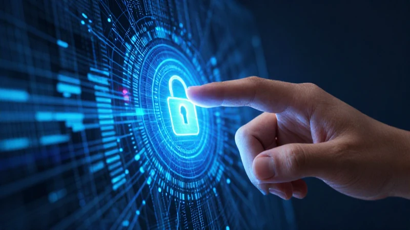 Mano toca interfaz de seguridad digital