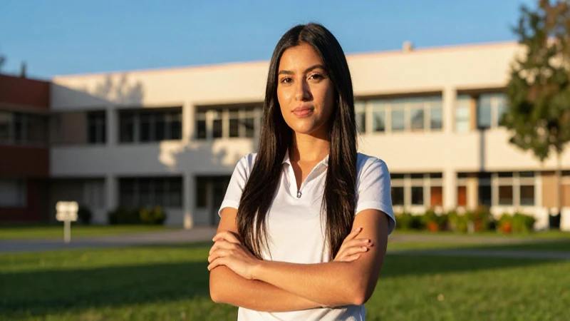Estudiante mexicano moderno y determinado en campus universitario