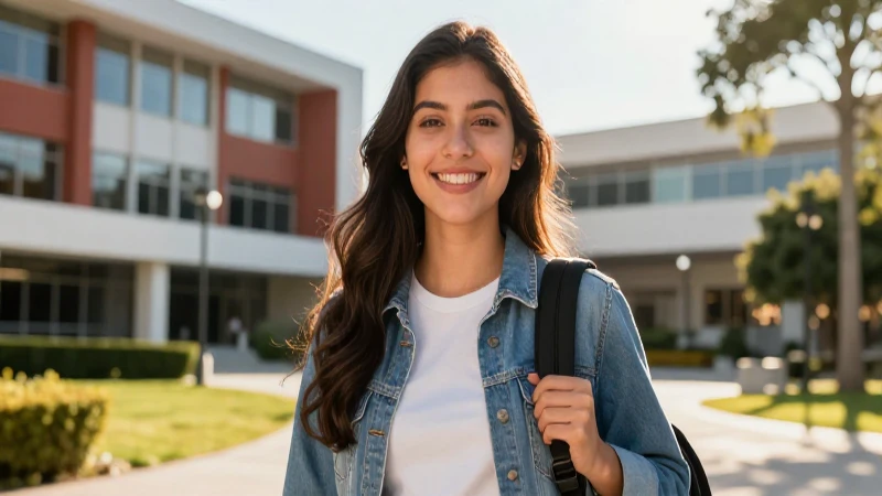 Joven estudiante mexicano atractivo en el campus al atardecer