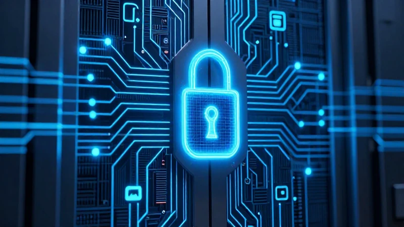 Puerta digital con biometría brillante en circuitos