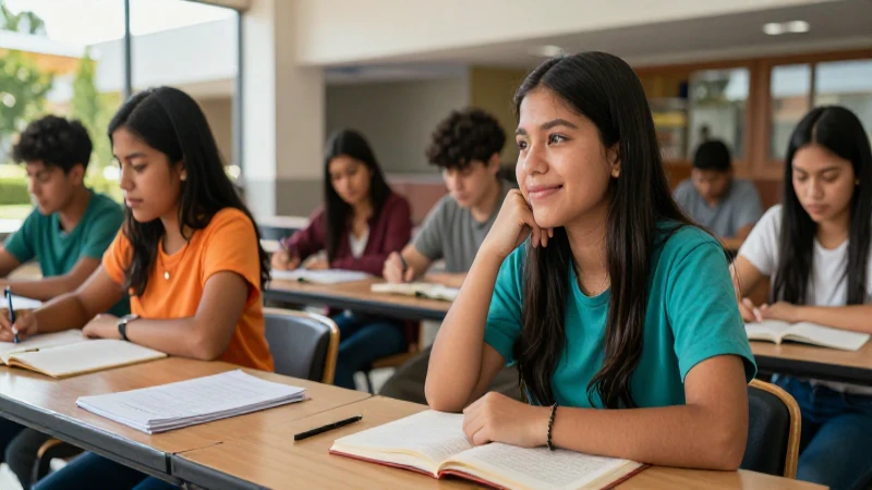 Estudiantes mexicanos diversos en campus moderno