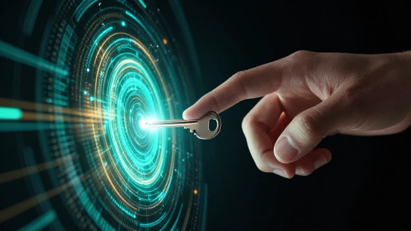 Mano cerca de portal digital brillante y dramático