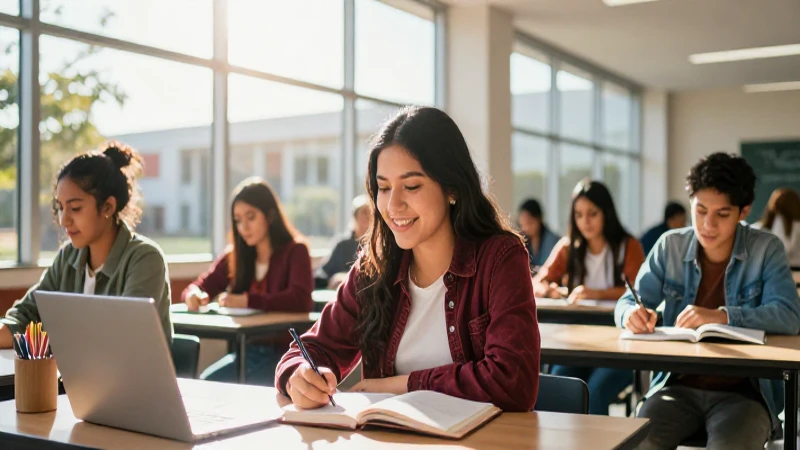 Estudiante mexicano alegre en campus moderno