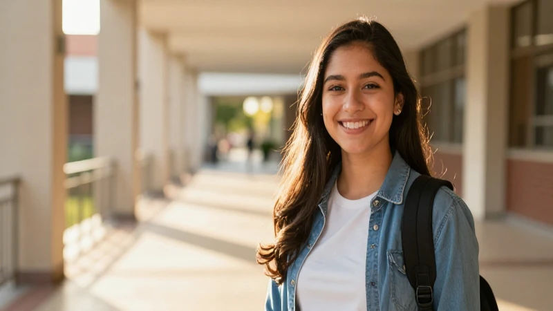 Estudiante mexicano sonríe en un camino de éxito