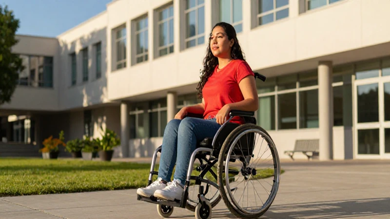 Estudiante mexicano en silla de ruedas en el campus