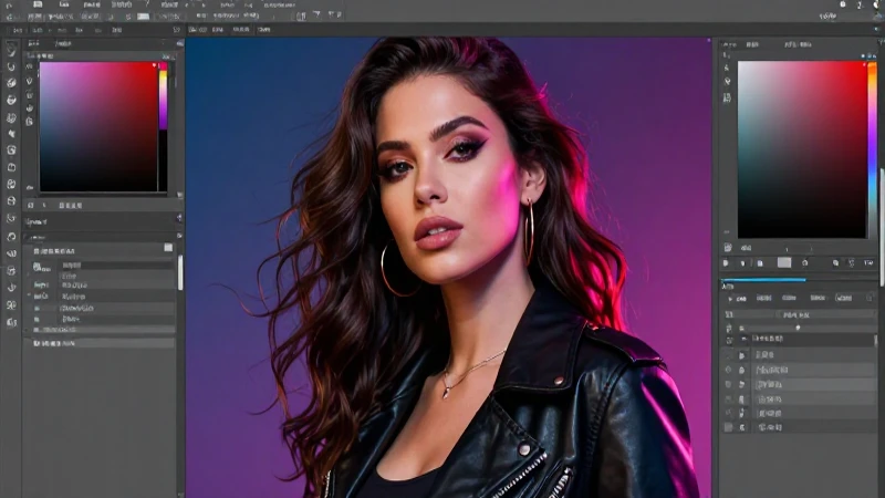 Mujer poderosa y vibrante con toques digitales