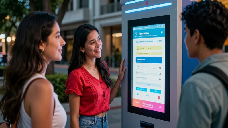 Jóvenes mexicanos usan quiosco digital vibrante