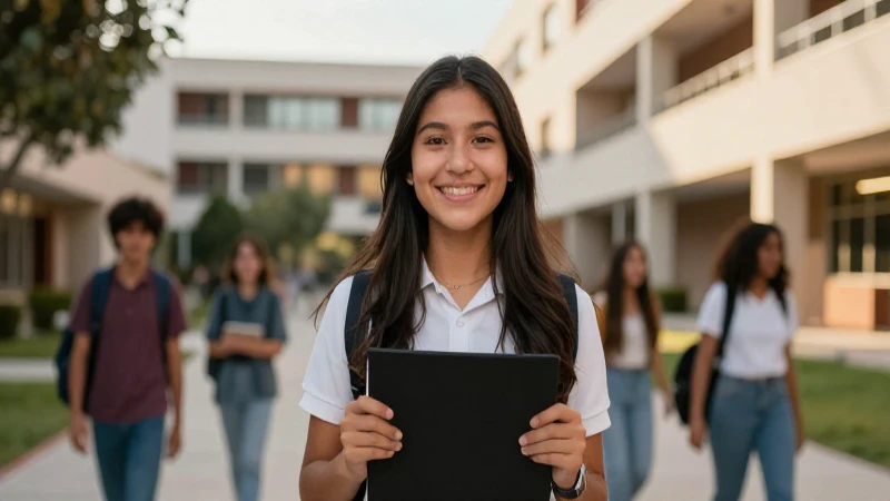 Joven mexicano exitoso en campus moderno