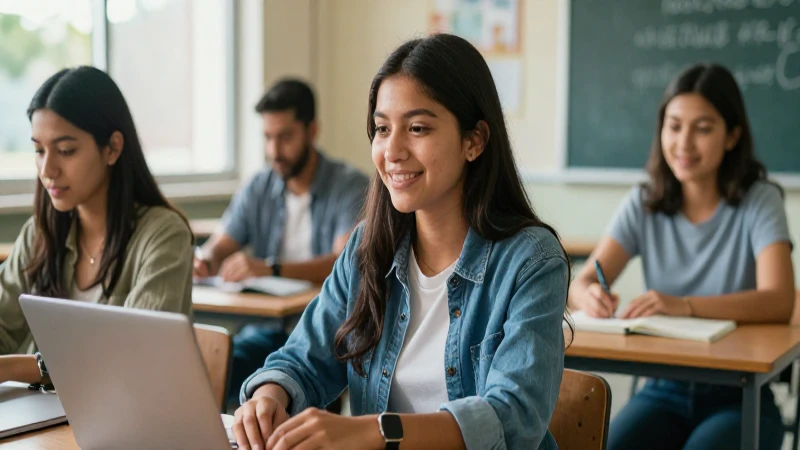 Joven mexicano sonriente en taller educativo moderno
