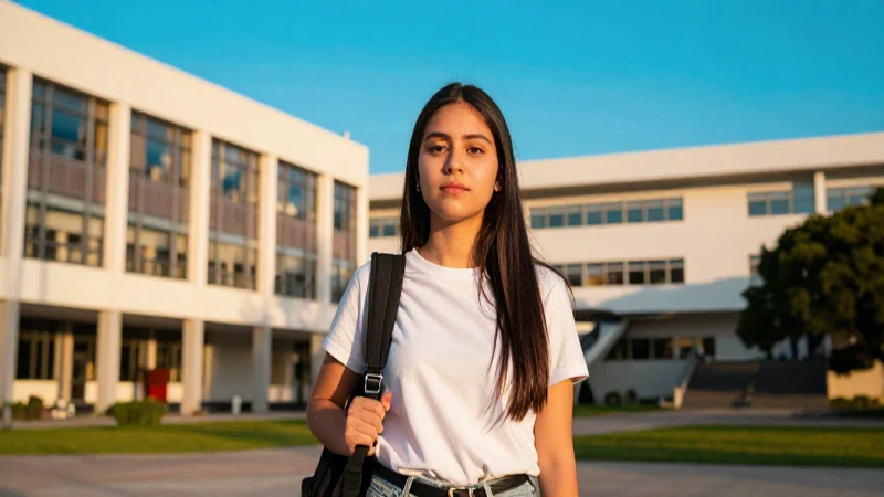 Joven estudiante mexicano en campus dorado