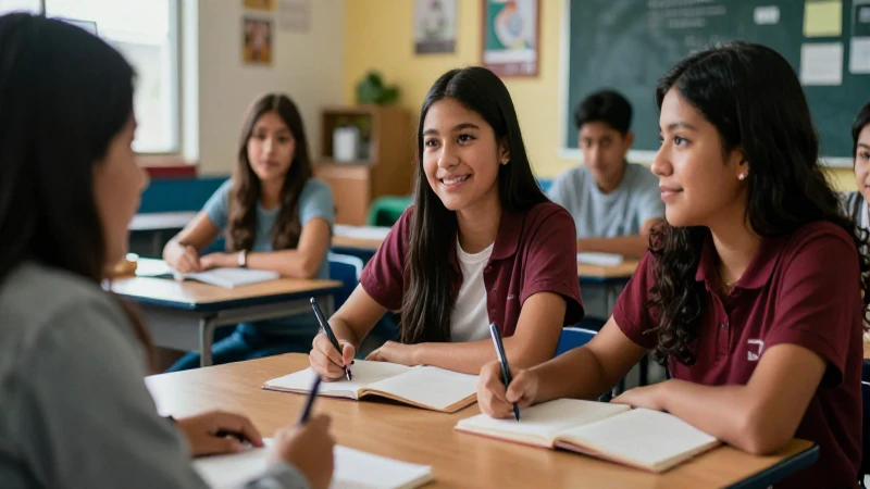 Estudiantes mexicanos en clase vibrante y moderna