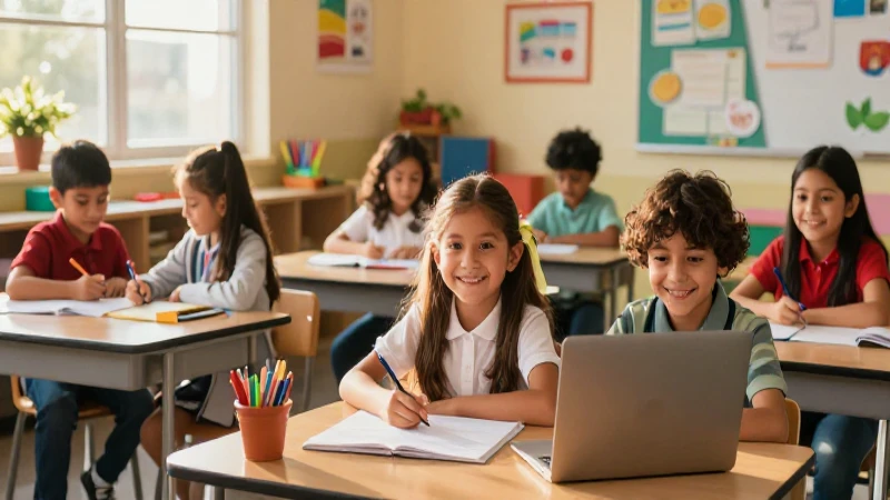 Estudiantes mexicanos aprendiendo bajo luz dorada