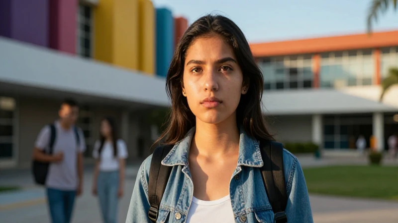 Estudiante mexicana moderna con mirada de determinación