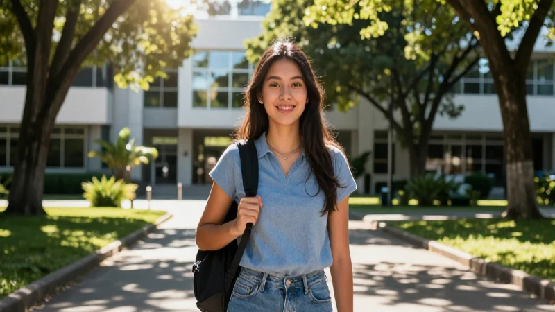 Estudiante universitario vibrante en campus