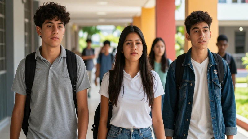 Estudiantes mexicanos universitarios en campus moderno
