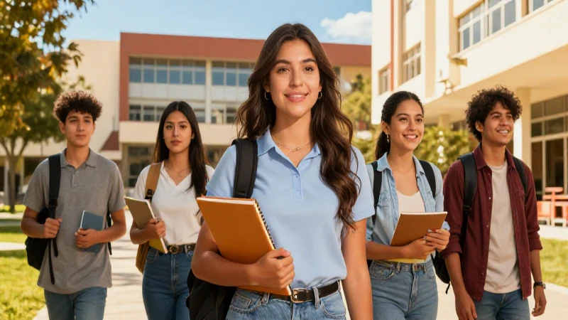 Estudiante mexicano en campus universitario, arte digital vibrante