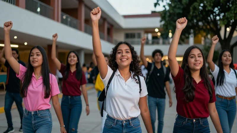 Estudiantes mexicanos celebran en campus moderno