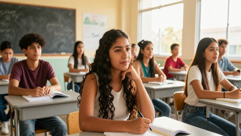 Estudiantes mexicanos energéticos en aula moderna