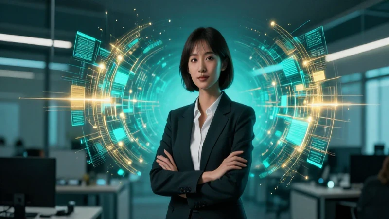 Ejecutiva moderna con visualización de datos