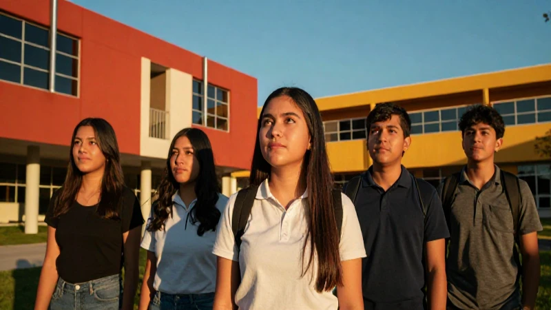 Estudiante mexicano optimista en campus moderno