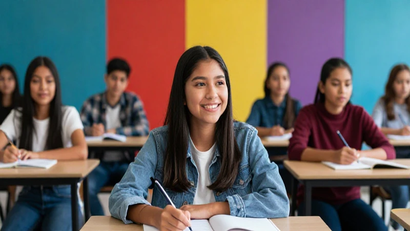 Estudiante mexicano, aula moderna y luz cinematográfica