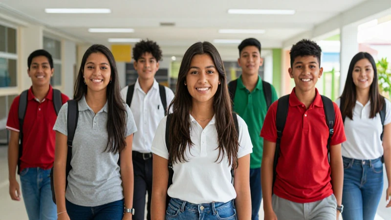 Estudiantes mexicanos sonreír en moderno salón académico