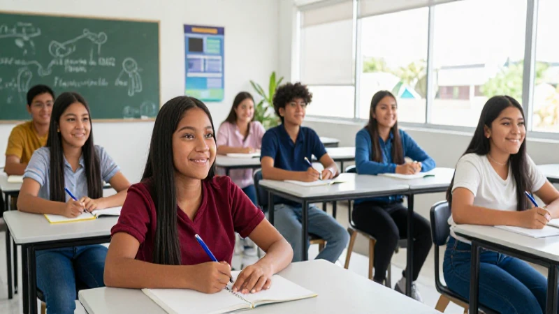 Estudiantes mexicanos exitosos en aula moderna