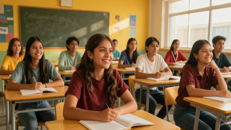 Alumnos mexicanos sonríen en aula moderna