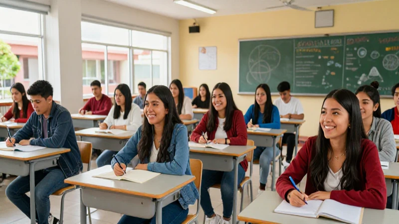 Estudiantes mexicanos estudian en campus moderno