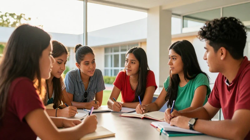 Jóvenes mexicanos estudiando bajo luz dorada