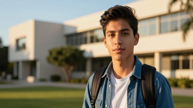 Joven estudiante mexicano atractivo en el campus