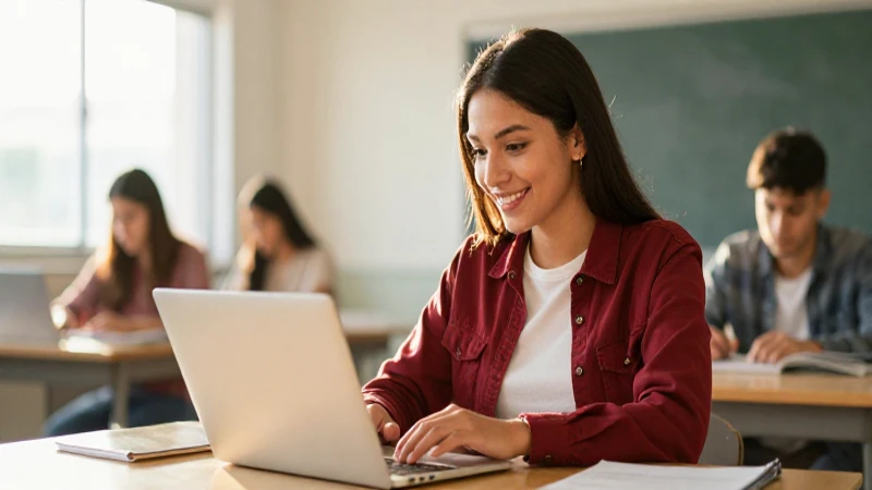 Joven mexicana estudiando con luz dorada