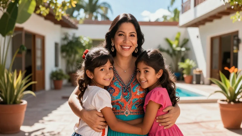 Cómo REGISTRARTE al APOYO para Madres Solteras en Jalisco 14 Madre mexicana feliz abraza a sus hijos en Jalisco