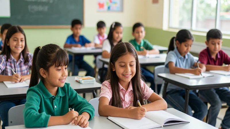 Estudiantes mexicanos felices aprenden con entusiasmo