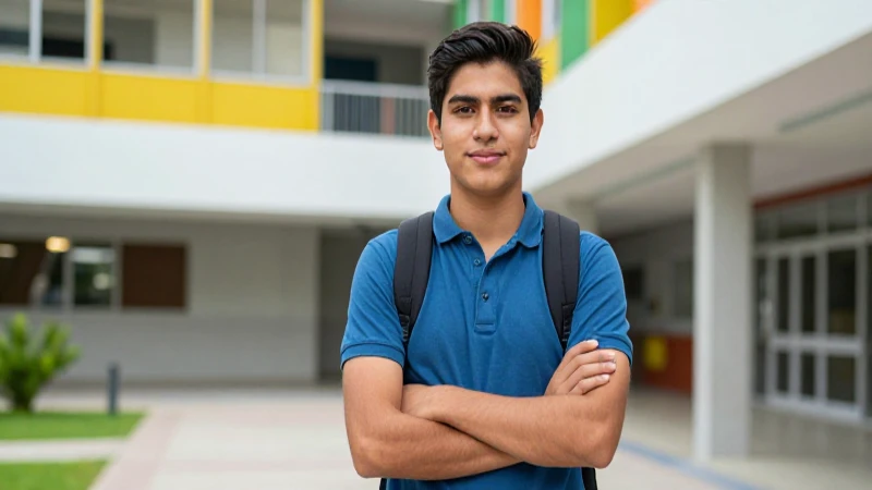 Estudiante mexicano brillante en universidad moderna y vibrante