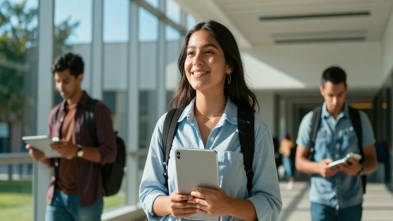 Estudiante mexicano exitoso en universidad moderna