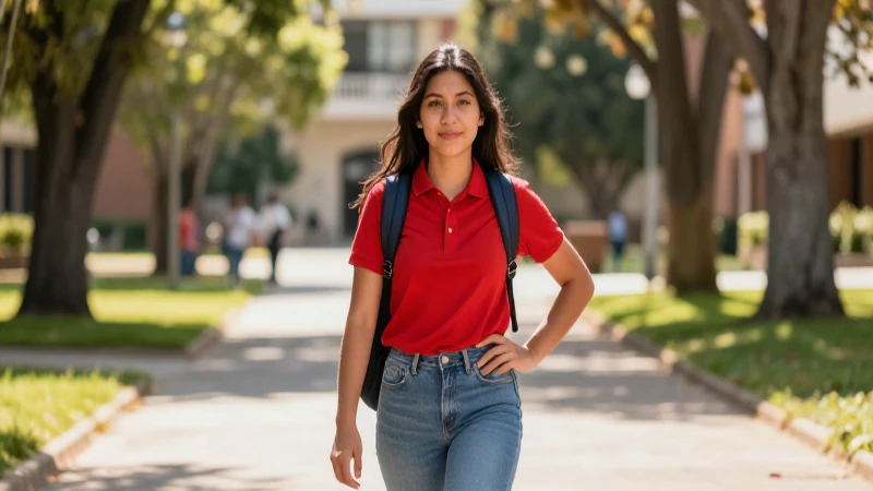 Estudiante mexicano vibrante en campus universitario moderno