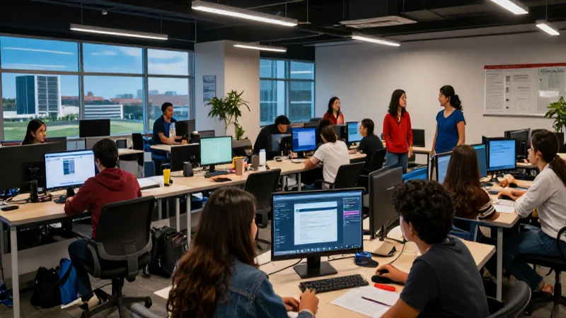 Estudiantes mexicanos colaboran en un entorno educativo moderno