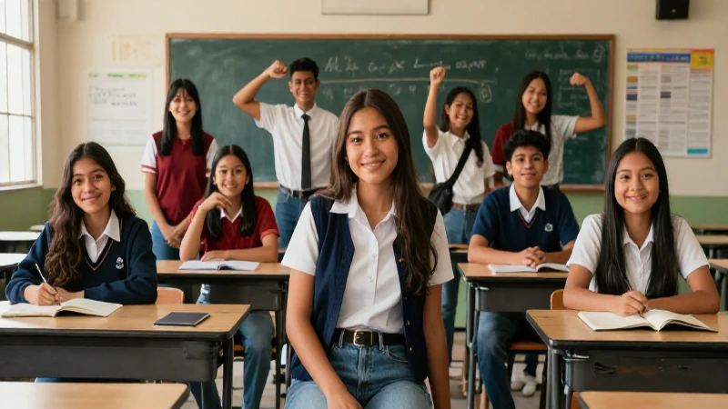 Estudiantes mexicanos en un aula moderna y luminosa